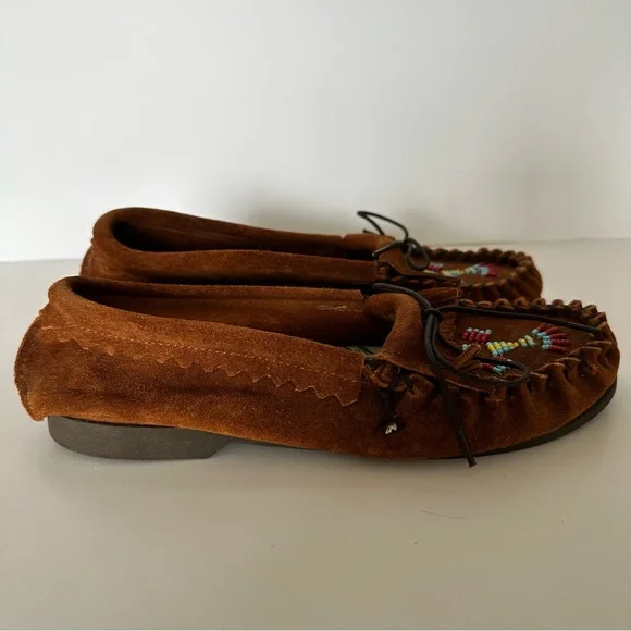 Taos Phoenix moccasins brown suede beaded - Picture 2 of 8